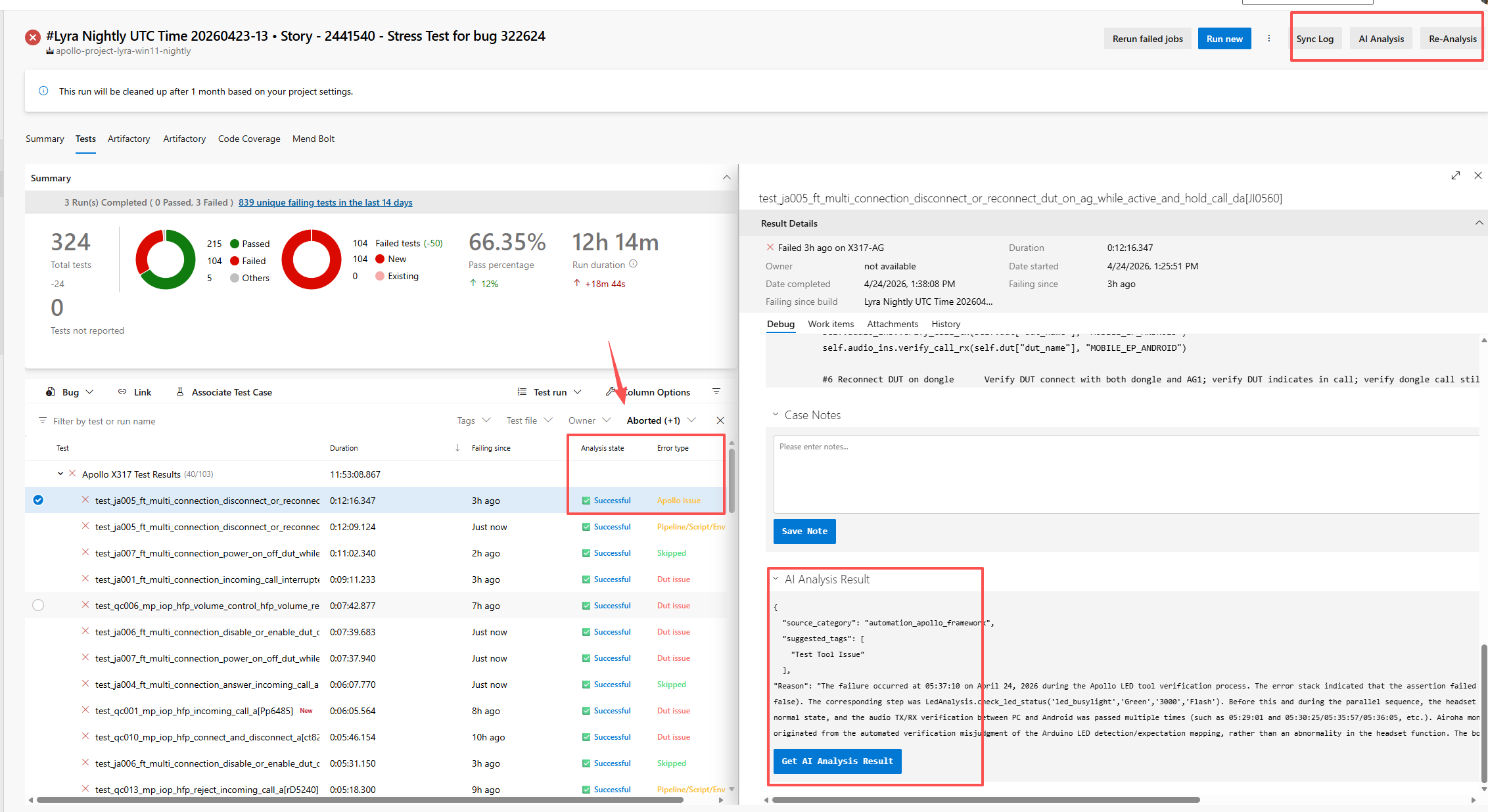 ADO Log Analysis extension