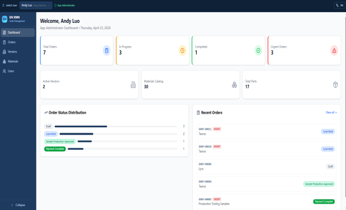 Mockup Order Management App
